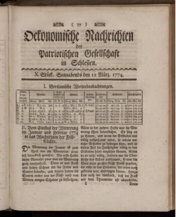 X. Stück. Sonnabends den 12 März. 1774.