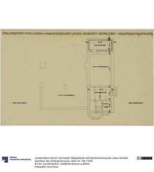Darmstadt, Stallgebäude mit Kutscherwohnung für Julius Glückert, Grundriss des Kellergeschosses