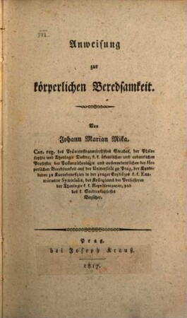 Anweisung zur körperlichen Beredsamkeit