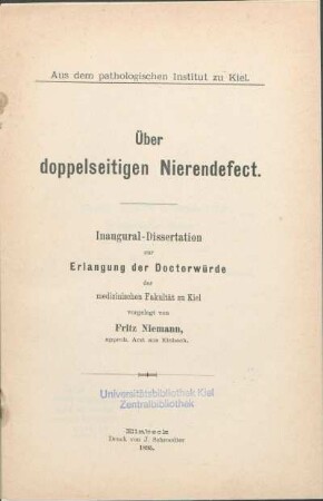Über doppelseitigen Nierendefect