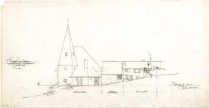 Gsaenger, Gustav; Hirschegg / Kleinwalsertal (Österreich); Ev. Kreuz Kirche - Erweiterung u. Klostergebäude, Nordostseite (Ansicht)