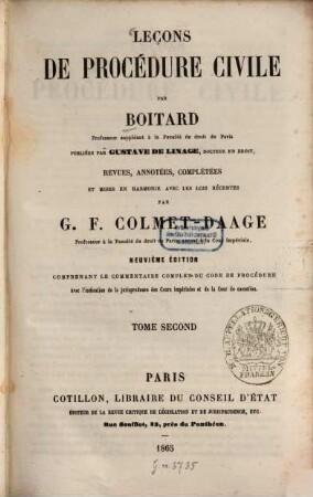 Leçons de procédure civile, 2