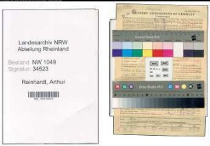 Entnazifizierung Arthur Reinhardt , geb. 23.01.1902 (Drogist)