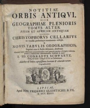 2: Notitia Orbis Antiqvi, Sive Geographia Plenior, Tomvs Alter, Asia Et Africa Antiqvam