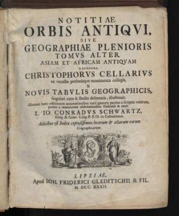 2: Notitia Orbis Antiqvi, Sive Geographia Plenior, Tomvs Alter, Asia Et Africa Antiqvam