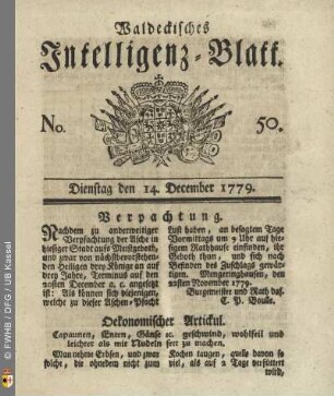 No. 50, Dienstag den 14. December 1779