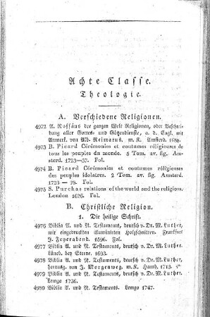 Achte Classe. Theologie.