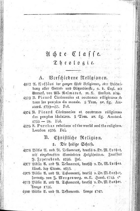 Achte Classe. Theologie.