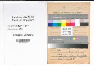 Entnazifizierung Johanna Conrads , geb. 25.03.1906 (Krankenschwester)