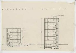 Wohnhäuser Wilhelmsaue 129/130/130 A-C, Berlin-Wilmersdorf: Schnitt 1:100