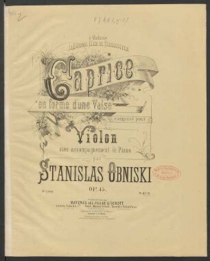 Caprice en forme d'une valse : composé pour violon avec accompagnement de piano : Op. 45