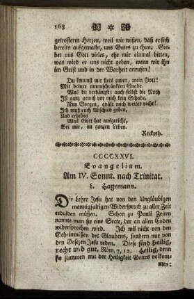 CCCCXXVI. Evangelium. Am IV. Sonnt. nach Trinitat.
