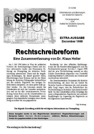 Sprachreport / Extra : Informationen und Meinungen zur deutschen Sprache