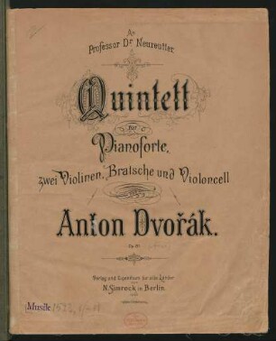 Quintett für Pianoforte, zwei Violinen, Bratsche und Violoncell op. 81