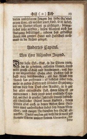 Andertes Capitul. Von ihrer blühenden Jugend.