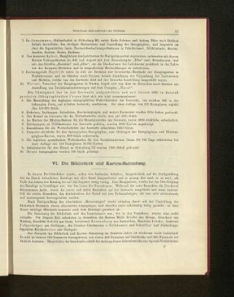 VI. Die Bibliothek und Karten-Sammlung.