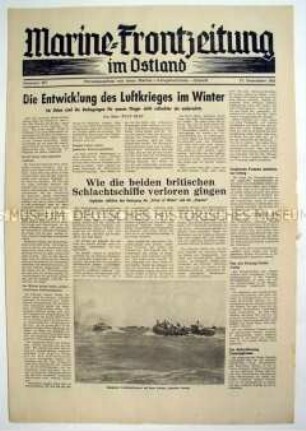 Kriegszeitung "Marine-Frontzeitung im Ostland" u.a. zum Luftkrieg im Winter