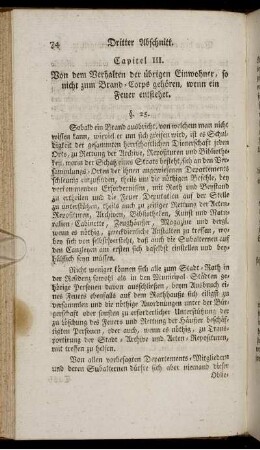 Capitel III. Von dem Verhalten der übrigen Einwohner, so nicht zum Brand-Corps gehören, wenn ein Feuer entstehet.