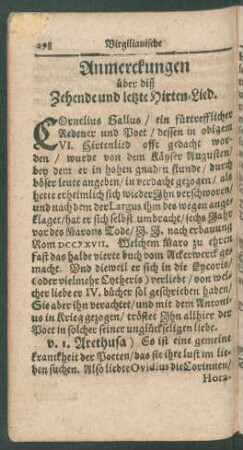 Anmerckungen über diß Zehende und letzte Hirten-Lied.