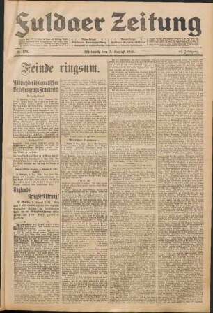 Ausgabe vom Mittwoch, den 05. August 1914.