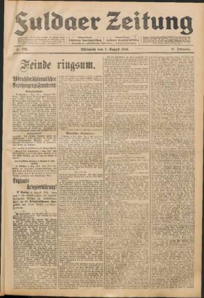 Ausgabe vom Mittwoch, den 05. August 1914.