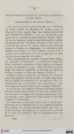 Deux religieuses peintres à la visitation de Chaillot au XVIIe siècle