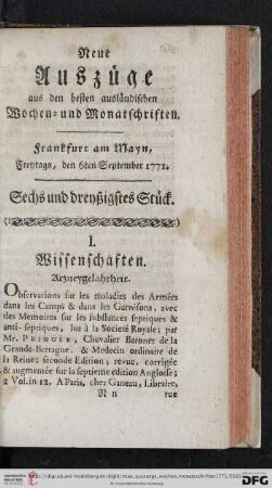 (Sechs und dreyßigstes Stück. Freitags, den 6ten September 1771 - Neun und dreyßigstes Stück. Freytags, den 27ten, September 1771)