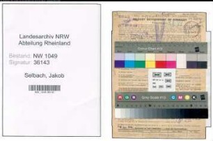Entnazifizierung Jakob Selbach , geb. 25.03.1897 (Musiker)