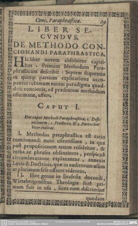 Liber Secundus. De Methodo Concionandi Paraphrastica