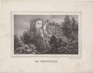 Die Ruinen (Refektorium) auf dem Berg Oybin im Zittauer Gebirge, aus der Zeitschrift Sachsen Sonst und Jetzt 1848 oder "Der Oybin mit zwölf malerischen Ansichten ..." von Sommer und Arldt