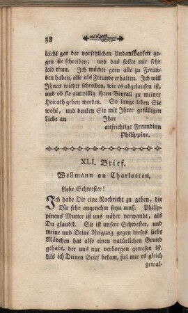 XLI. Brief. Wellmann an Charlotten
