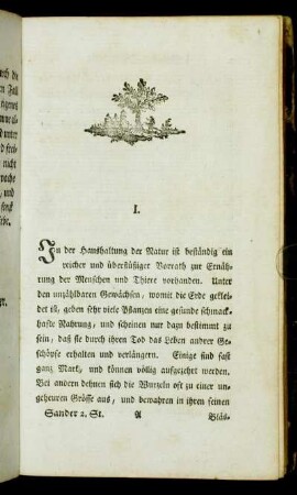 I. [Von der Oekonomie der Natur]