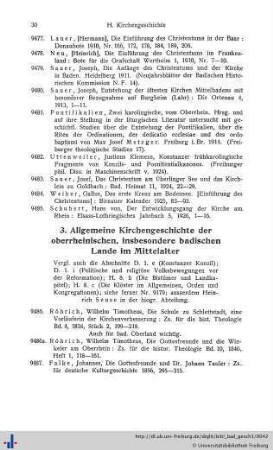 3. Allgemeine Kirchengeschichte der oberrheinischen, insbesondere badischen Lande im Mittelalter.