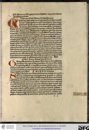 Marci Tullii Ciceronis eloquentie fontis epistole magis familiares incipiunt foeliciter.
