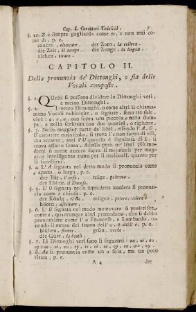 Capitolo II. Della pronunzia de' Dittonghi, o sia delle Vocali composte