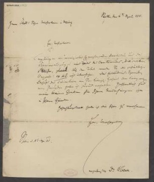 Brief an B. Schott's Söhne : 06.04.1835