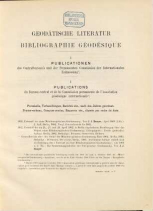 Geodätische Literatur : = Bibliographie géodésique