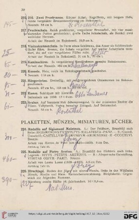 Plakaten, Münzen, Miniaturen, Bücher (Nr. 224-247)