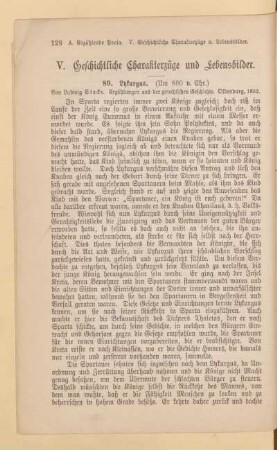 V. Geschichtliche Charakterzüge und Lebensbilder