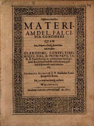 Disp. iur. materiam de L. falcidia continens