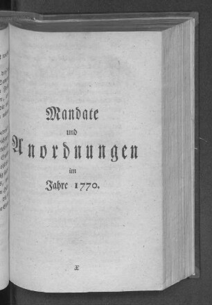 Mandate und Anordnungen im Jahre 1770.