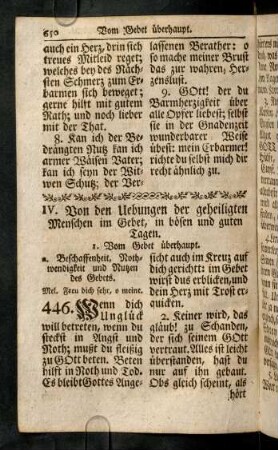 650-734, IV. Von den Uebungen der geheiligten Menschen im Gebet, in bösen und guten Tagen