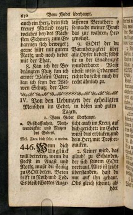 650-734, IV. Von den Uebungen der geheiligten Menschen im Gebet, in bösen und guten Tagen