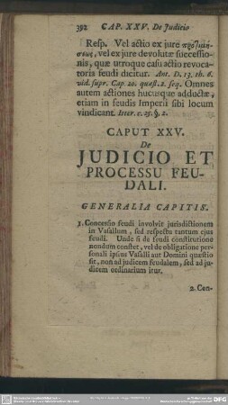 Caput XXV. De Iudicio Et Processu Feudali