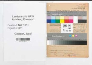 Entnazifizierung Josef Goergen , geb. 14.09.1886 (Kaufmann)