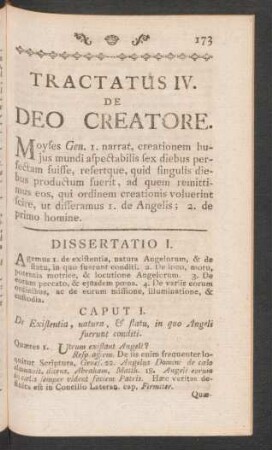 Tractatus IV. De Deo Creatore.