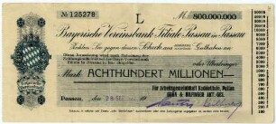Geldschein / Notgeld, 800 Millionen Mark, 28.9.1923