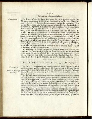 Nouvelles Observations sur la Flamme