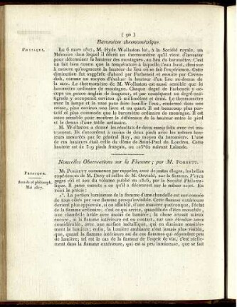 Nouvelles Observations sur la Flamme