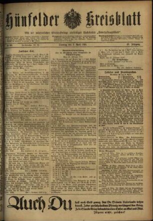 Ausgabe vom Dienstag, den 02. April 1918.